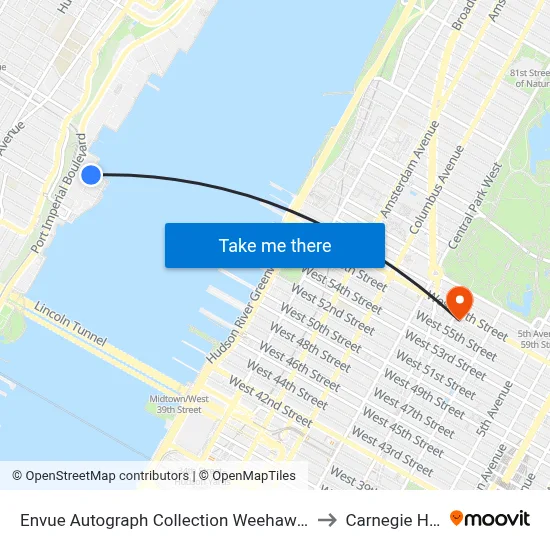 Envue Autograph Collection Weehawken to Carnegie Hall map