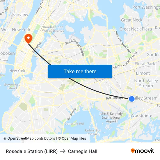Rosedale Station (LIRR) to Carnegie Hall map