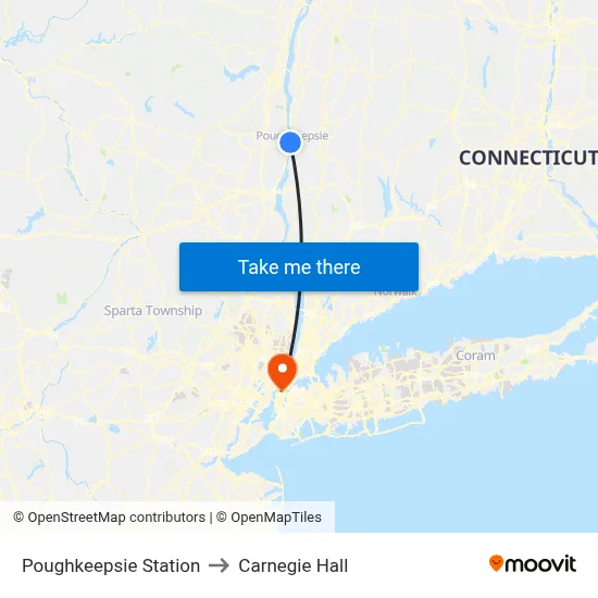 Poughkeepsie Station to Carnegie Hall map