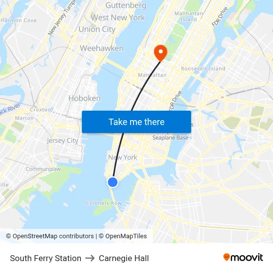 South Ferry Station to Carnegie Hall map