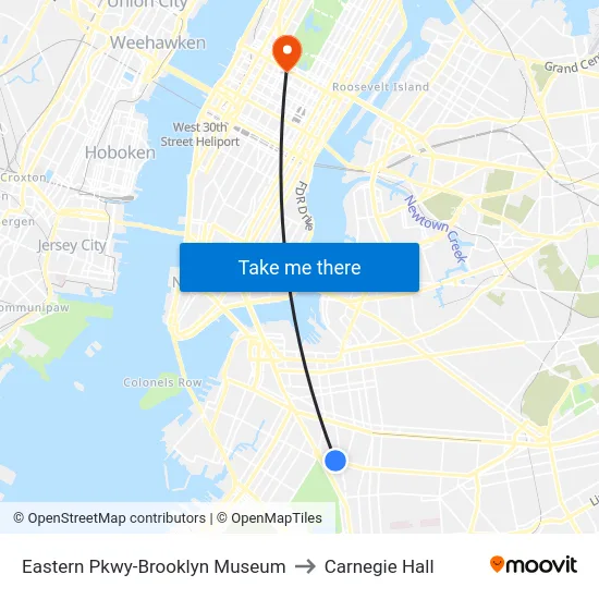 Eastern Pkwy-Brooklyn Museum to Carnegie Hall map