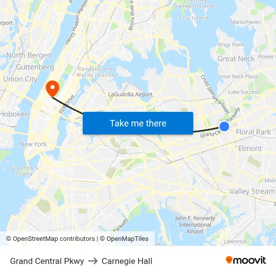 Grand Central Pkwy to Carnegie Hall map