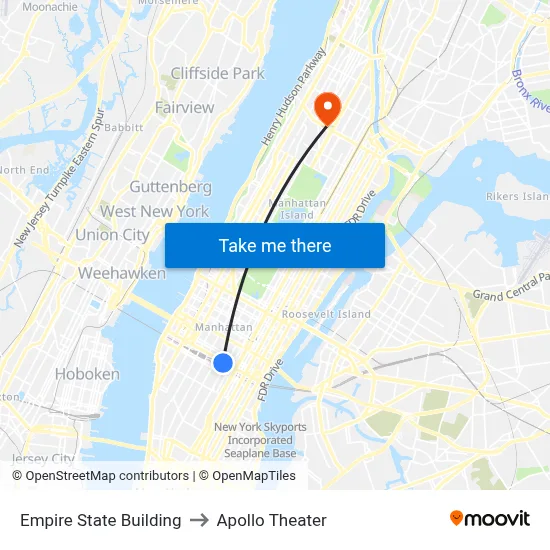 Empire State Building to Apollo Theater map