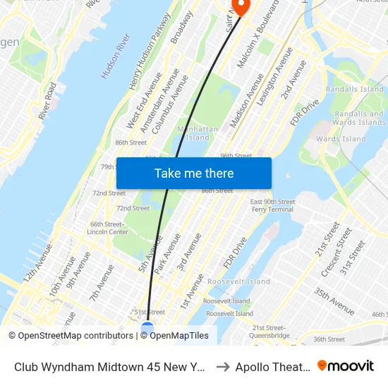 Club Wyndham Midtown 45 New York to Apollo Theater map