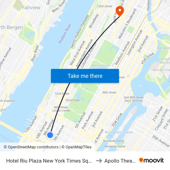 Hotel Riu Plaza New York Times Square to Apollo Theater map