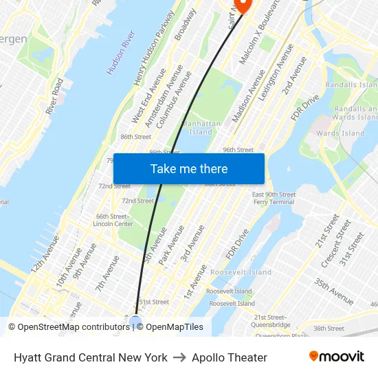Hyatt Grand Central New York to Apollo Theater map