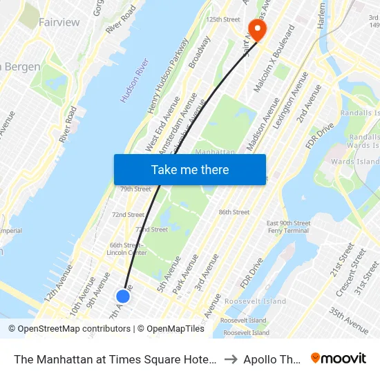 The Manhattan at Times Square Hotel, New York to Apollo Theater map