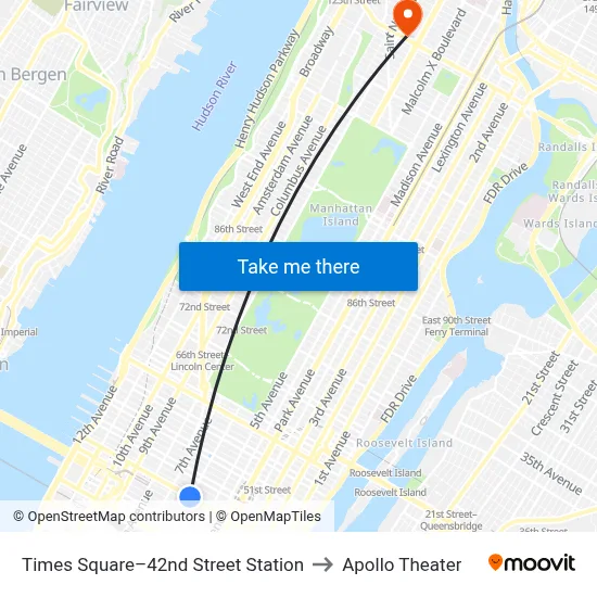 Times Square–42nd Street Station to Apollo Theater map