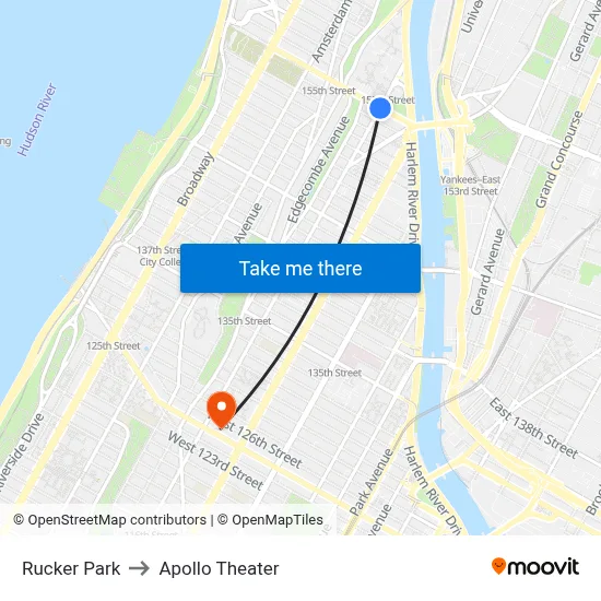 Rucker Park to Apollo Theater map