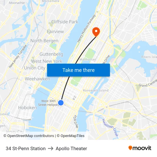 34 St-Penn Station to Apollo Theater map