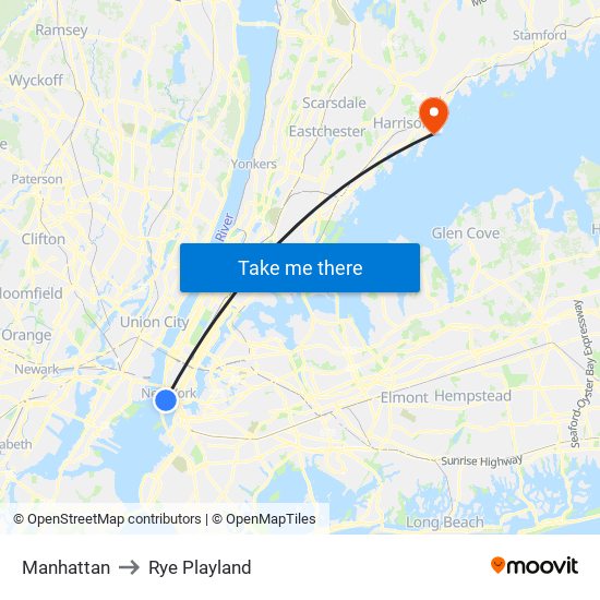 Manhattan to Rye Playland map
