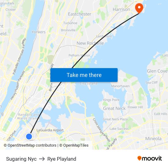 Sugaring Nyc to Rye Playland map