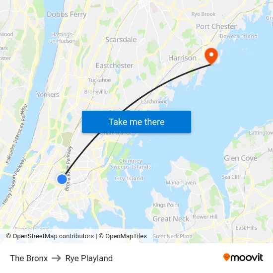 The Bronx to Rye Playland map