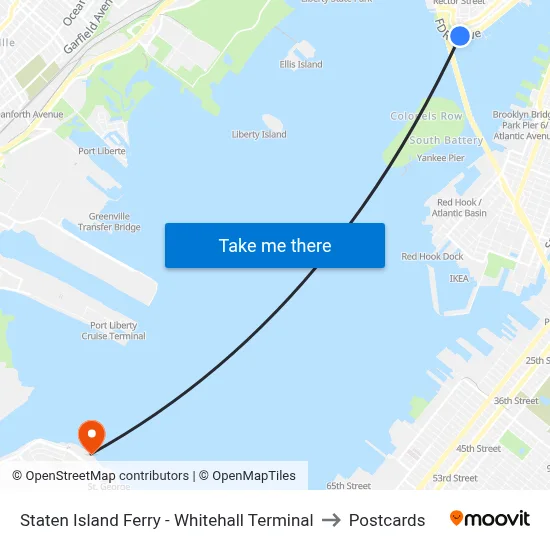Staten Island Ferry - Whitehall Terminal to Postcards map