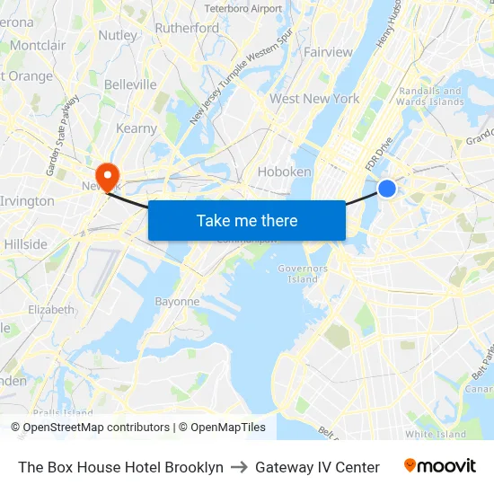 The Box House Hotel Brooklyn to Gateway IV Center map