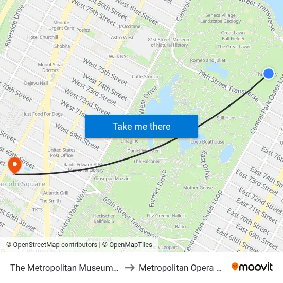 The Metropolitan Museum Of Art to Metropolitan Opera House map