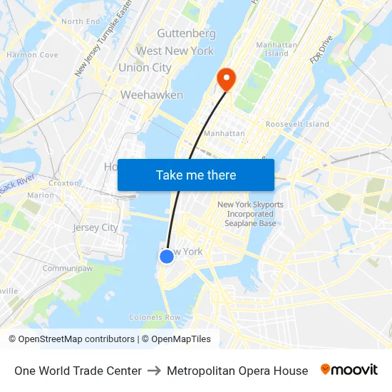 One World Trade Center to Metropolitan Opera House map