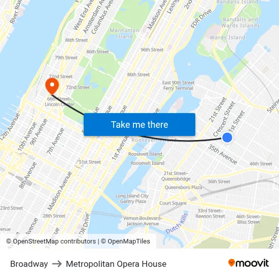 Broadway to Metropolitan Opera House map