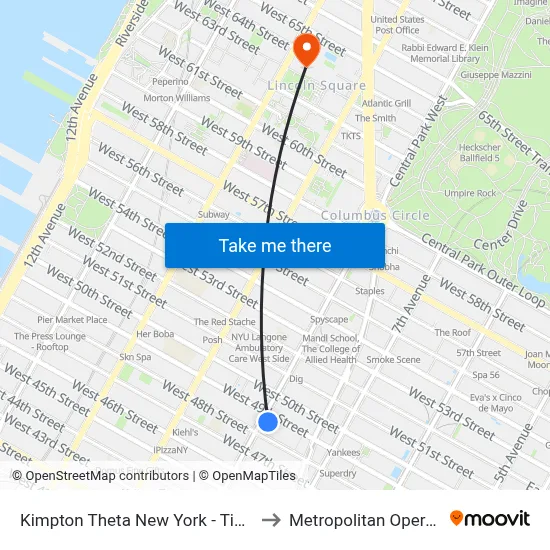 Kimpton Theta New York - Times Square to Metropolitan Opera House map