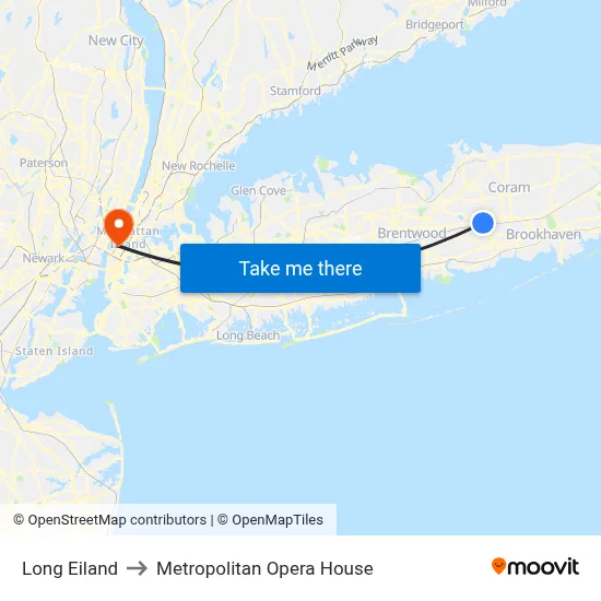 Long Eiland to Metropolitan Opera House map