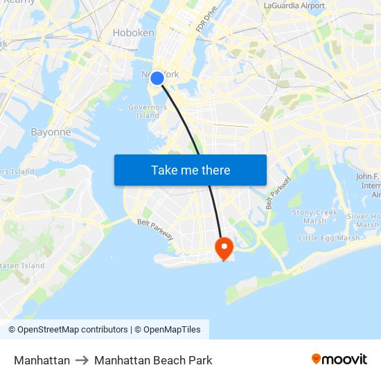 Manhattan to Manhattan Beach Park map