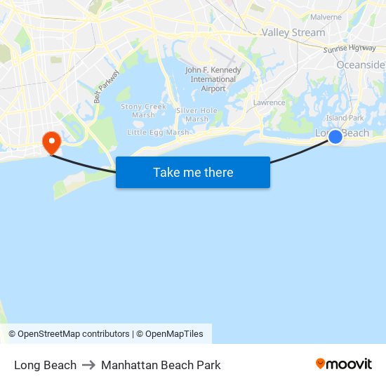 Long Beach to Manhattan Beach Park map