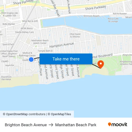 Brighton Beach Avenue to Manhattan Beach Park with public transportation