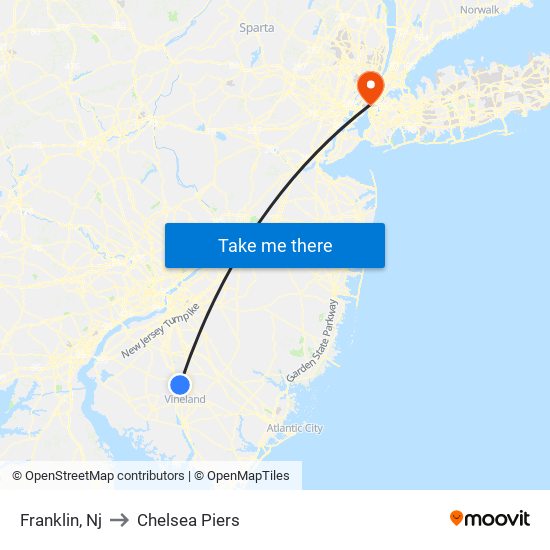 Franklin, Nj to Chelsea Piers map