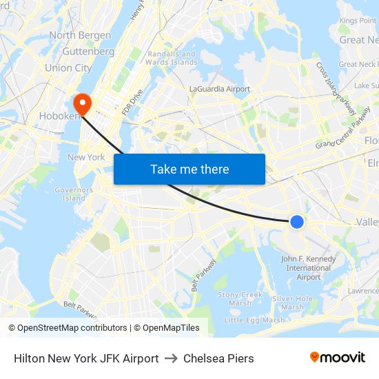 Hilton New York JFK Airport to Chelsea Piers map