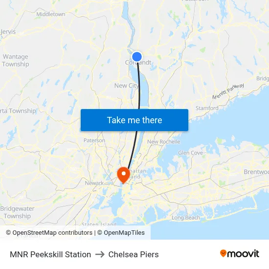 MNR Peekskill Station to Chelsea Piers map