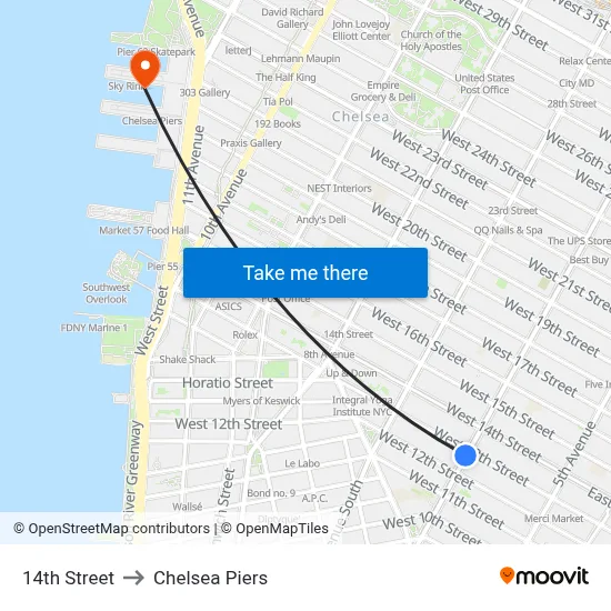 14th Street to Chelsea Piers map