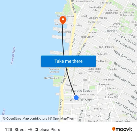 12th Street to Chelsea Piers map