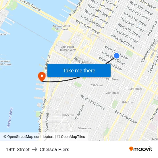 18th Street to Chelsea Piers map