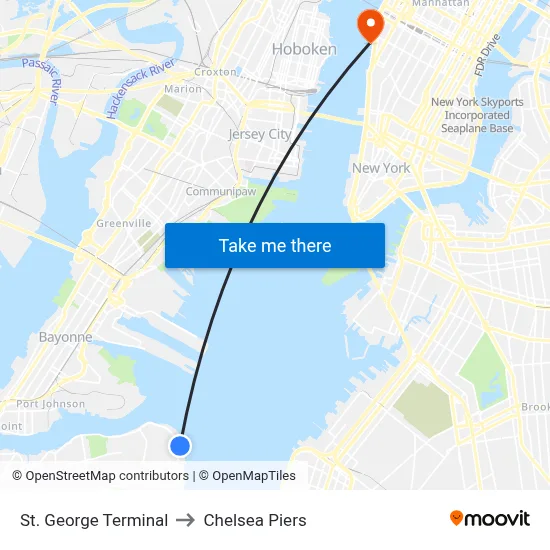 St. George Terminal to Chelsea Piers map