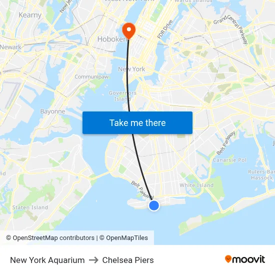 New York Aquarium to Chelsea Piers map