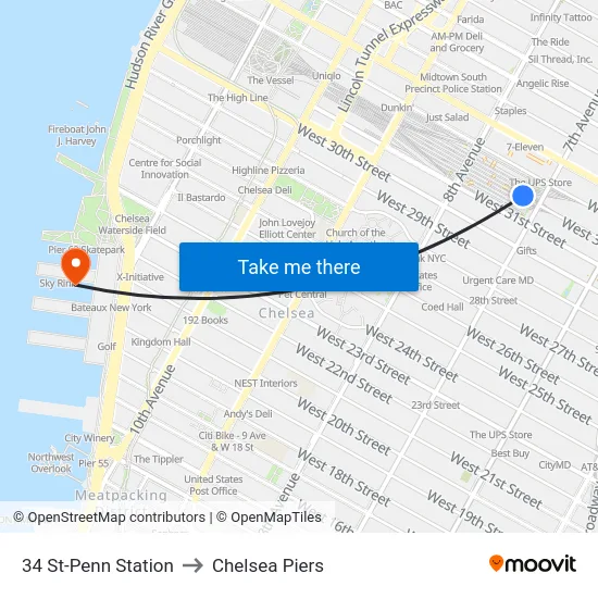 34 St-Penn Station to Chelsea Piers map