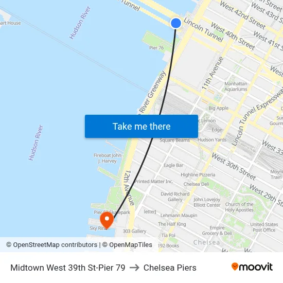 Midtown West 39th St-Pier 79 to Chelsea Piers map