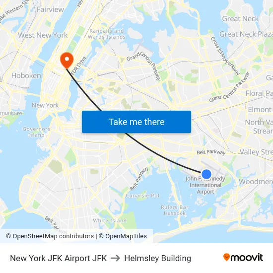 New York JFK Airport JFK to Helmsley Building map