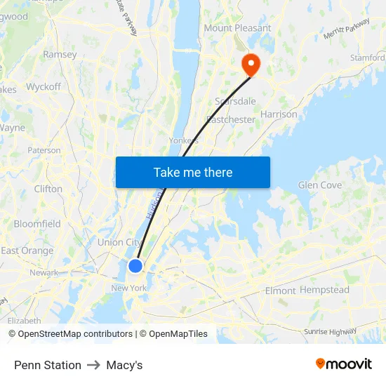 Penn Station to Macy's map