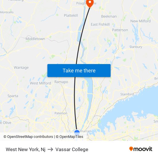 West New York, Nj to Vassar College map