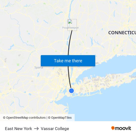 East New York to Vassar College map