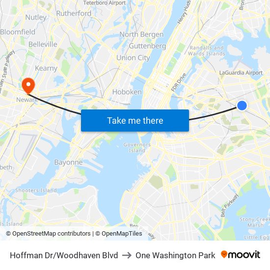 Hoffman Dr/Woodhaven Blvd to One Washington Park map