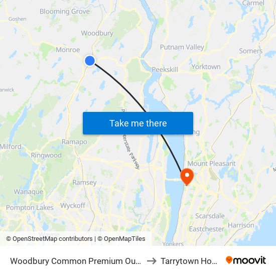 Woodbury Common Premium Outlets to Tarrytown Honda map