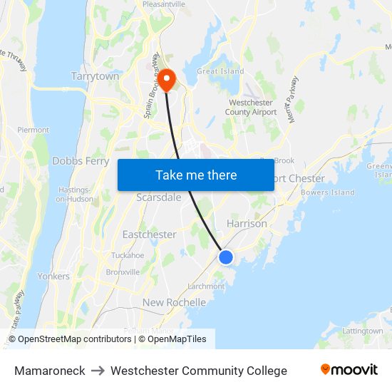 Mamaroneck to Westchester Community College map