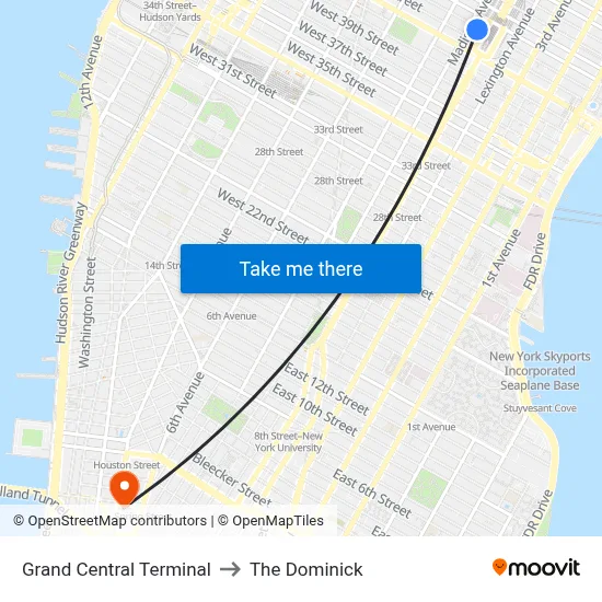 Grand Central Terminal to The Dominick map