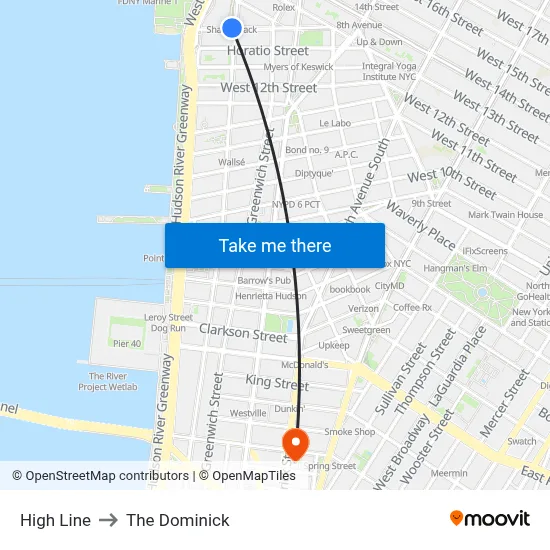 High Line to The Dominick map