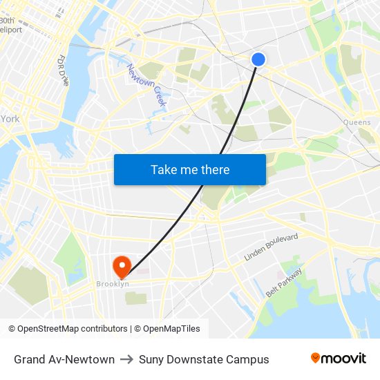Grand Av-Newtown to Suny Downstate Campus map