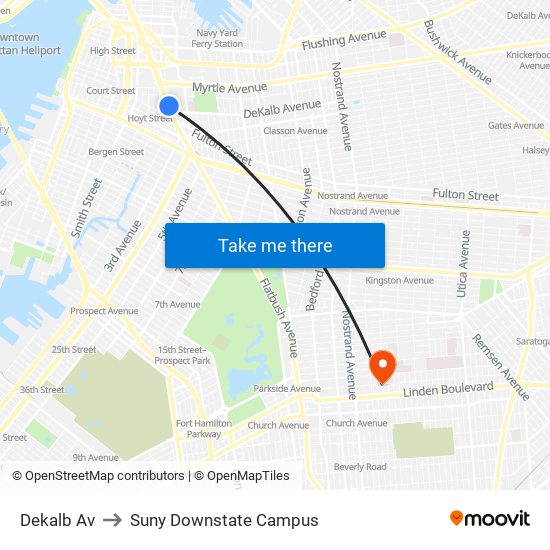 Dekalb Av to Suny Downstate Campus map