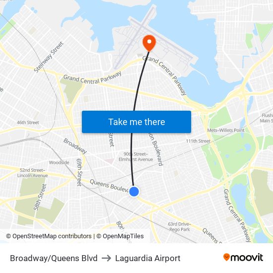 Broadway/Queens Blvd to Laguardia Airport map