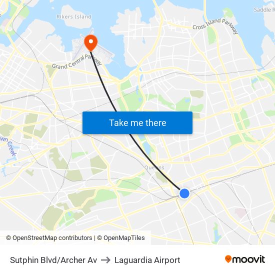 Sutphin Blvd/Archer Av to Laguardia Airport map